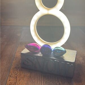 Decorative Light-Up Snowman with Snow Sign and Ornaments